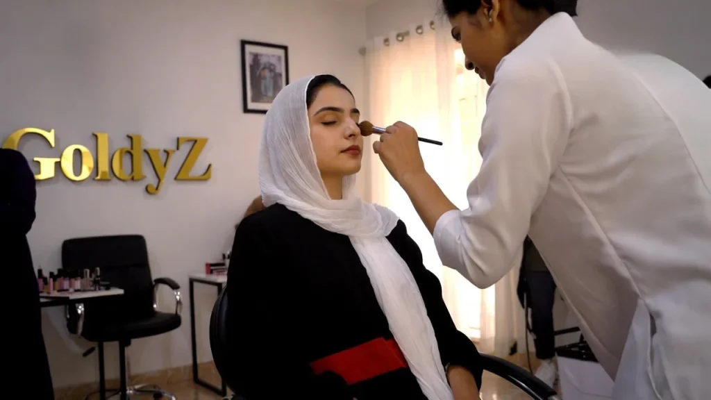 Airbrush makeup application at GoldyZ Multan Aesthetics