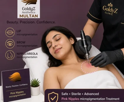 Pink nipple permanent makeup and micropigmentation for color enhancement