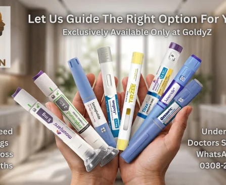 Weight loss injections including Mounjaro, Zepbound, Wegovy, Tirzee, Tirzatrim, Saxenda, meptide, zeptide and Ozempic at GoldyZ Multan