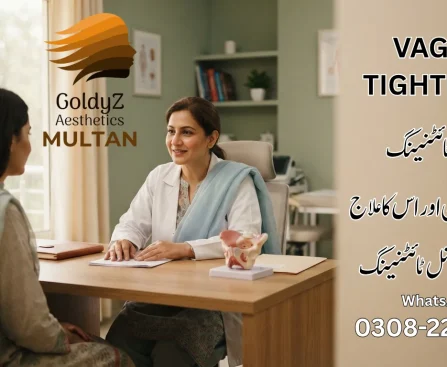 Non-surgical vagina tightening and rejuvenation treatment session at GoldyZ Multan Aesthetics clinic.