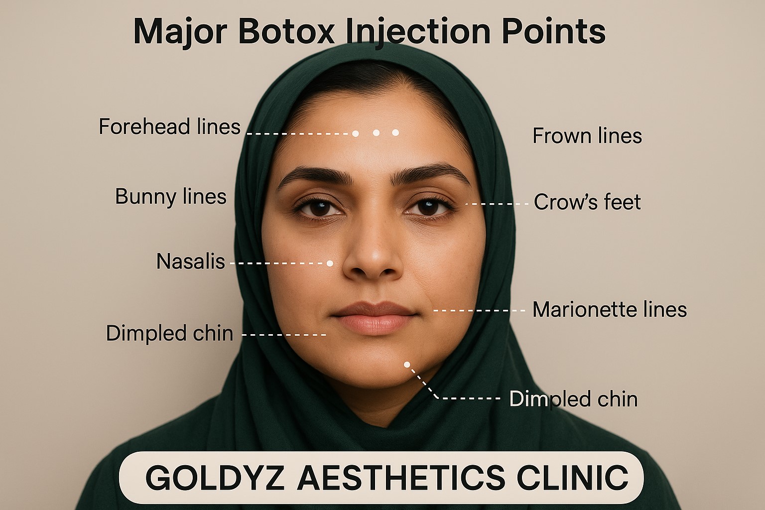 Botox Injections Points on Face