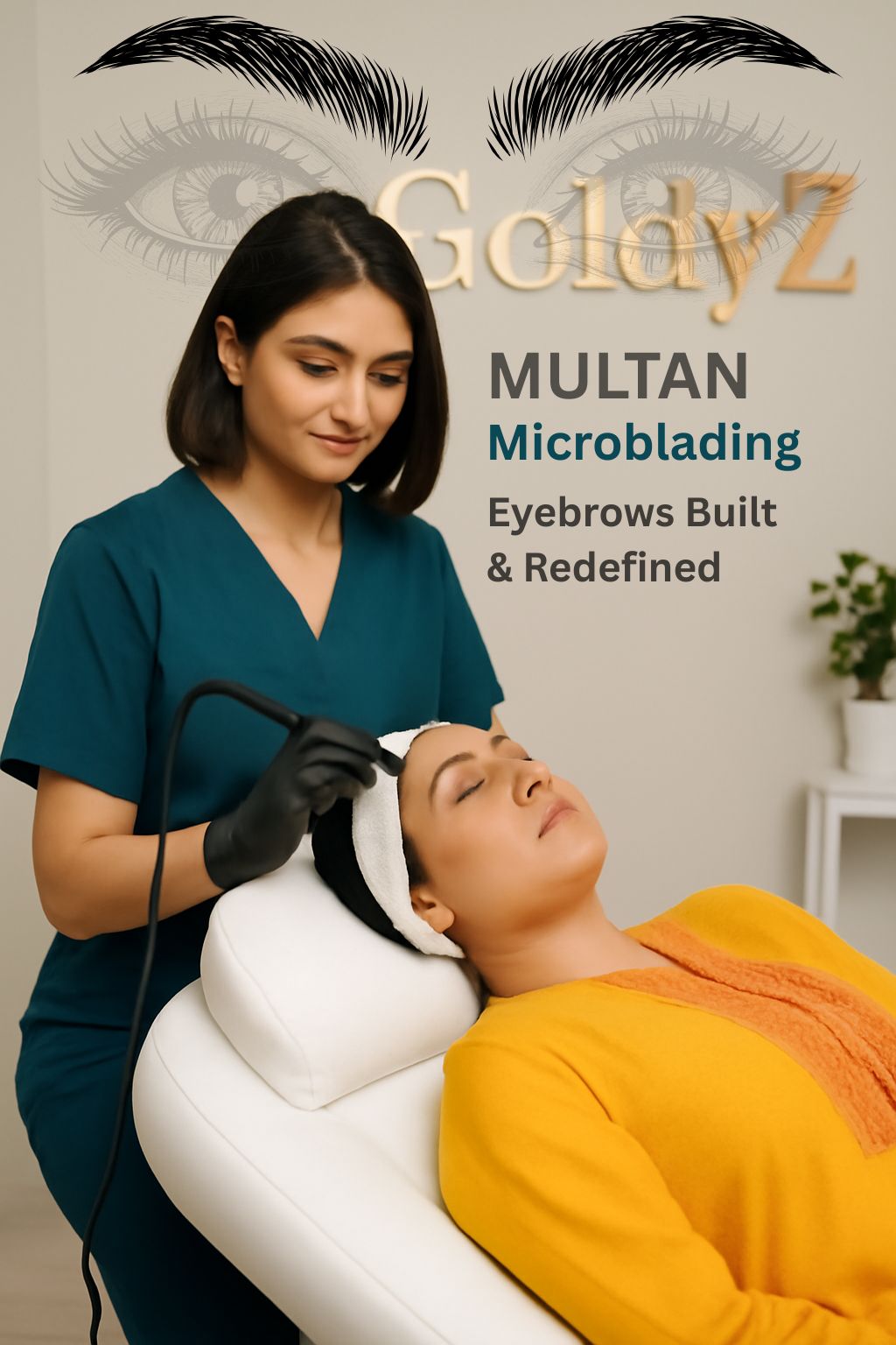 Get your Eyebrows reshaped by Microbladding at GoldyZ Multan Aesthetics