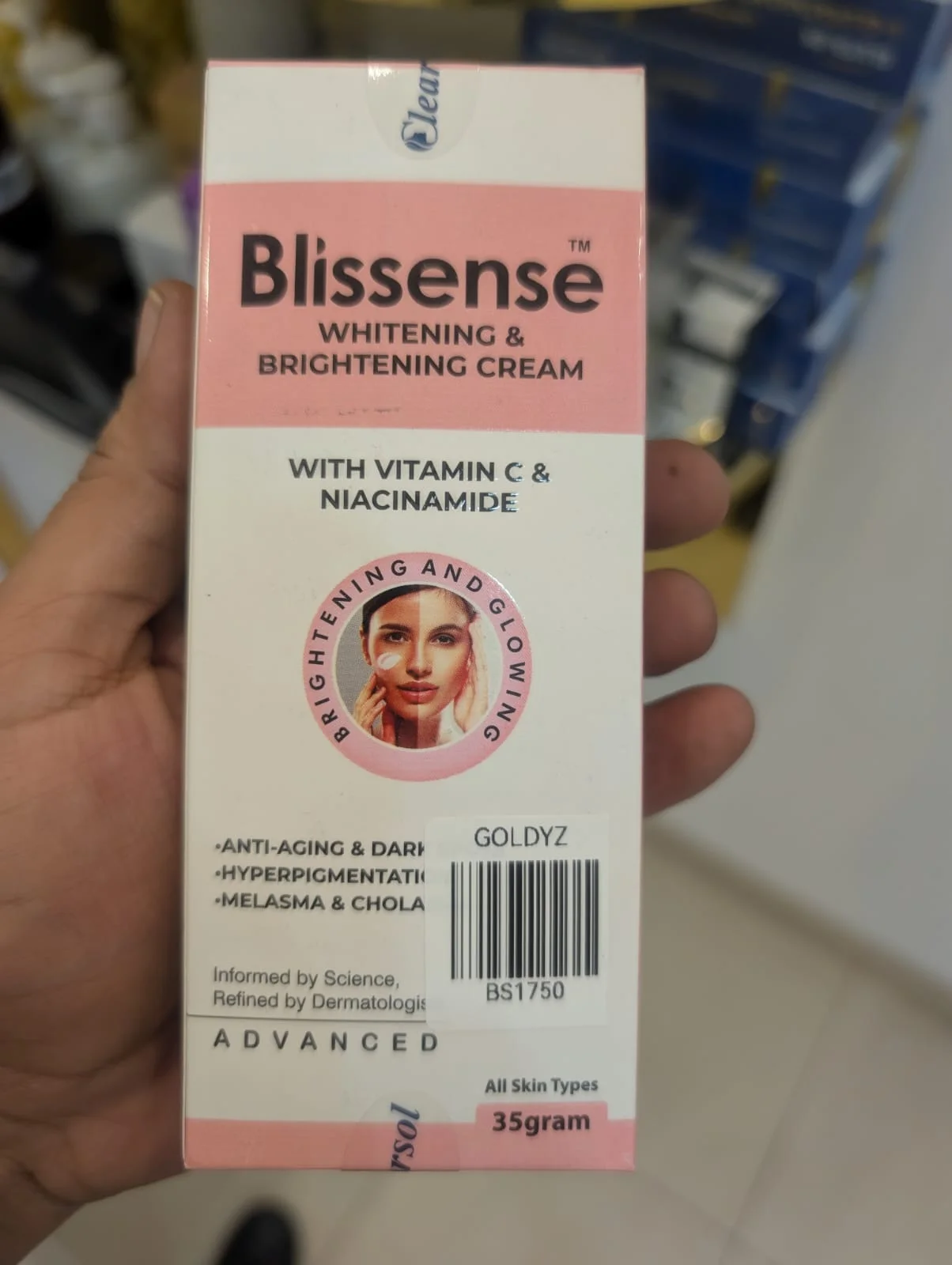 Blissense whitening cream for skin brightening and even tone improvement