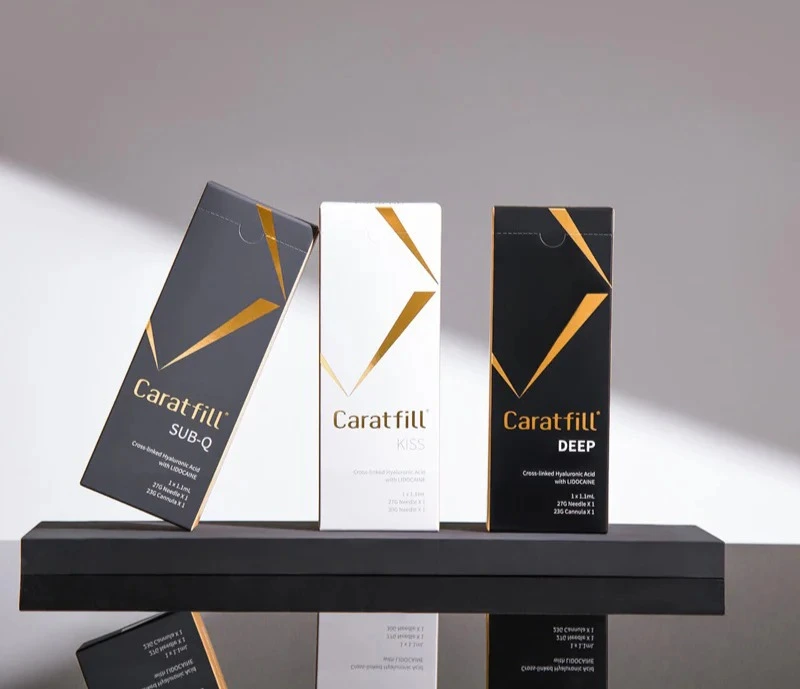Caratfill Sub-Q, Kiss and Deep hyaluronic acid dermal filler syringes