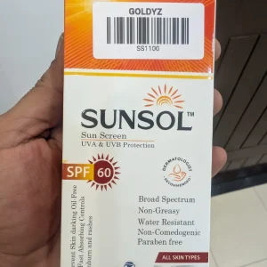 Sunsol SPF 60 sunscreen for broad-spectrum UVA and UVB protection