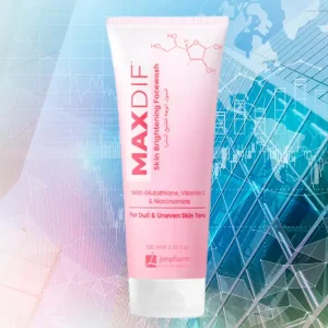 Maxdif Skin Brightening Face Wash 100ml by Jenpharm for dull skin, uneven skin tone and dark spots.