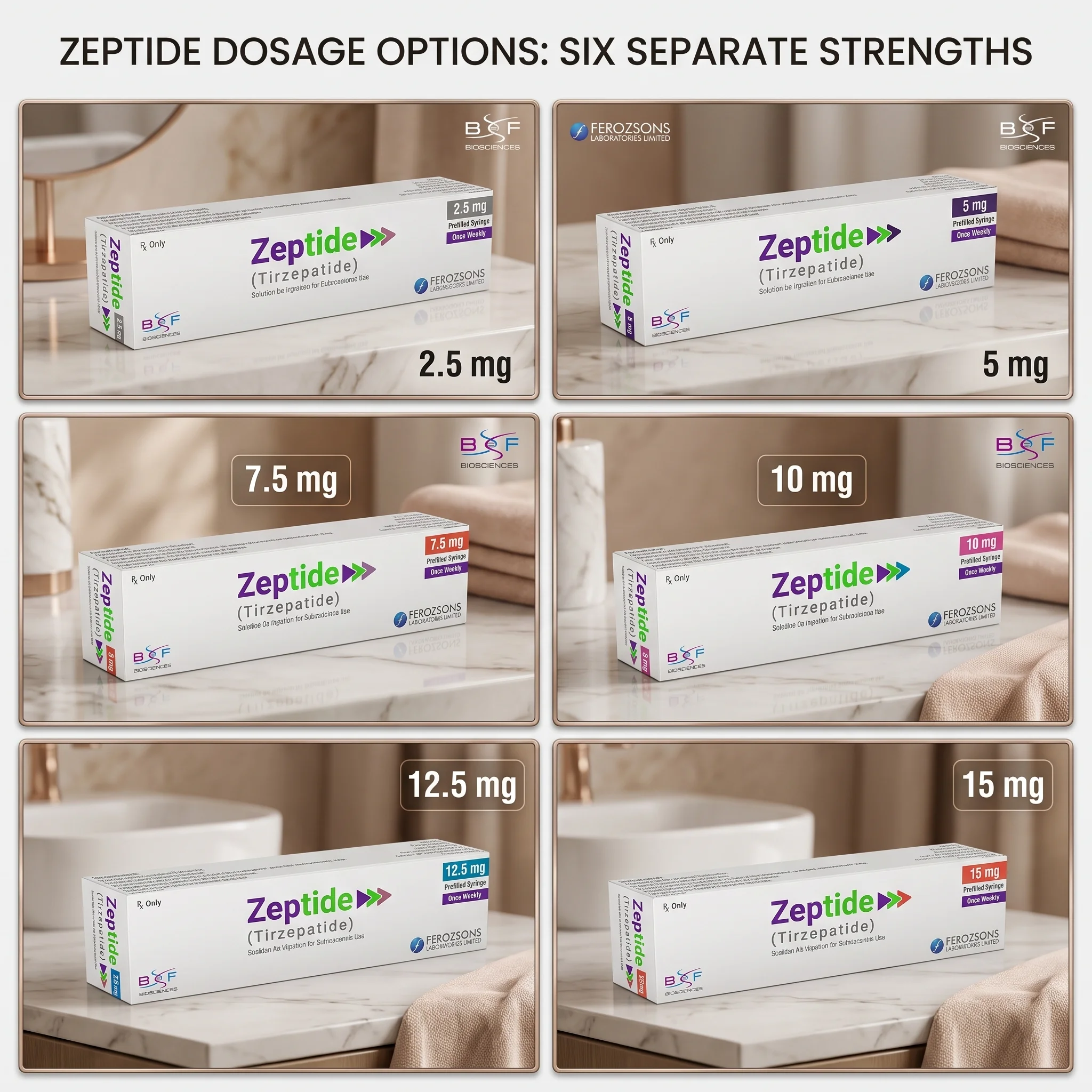 Zeptide 2.5mg 5mg 7.5mg 10mg 12mg and 15mg