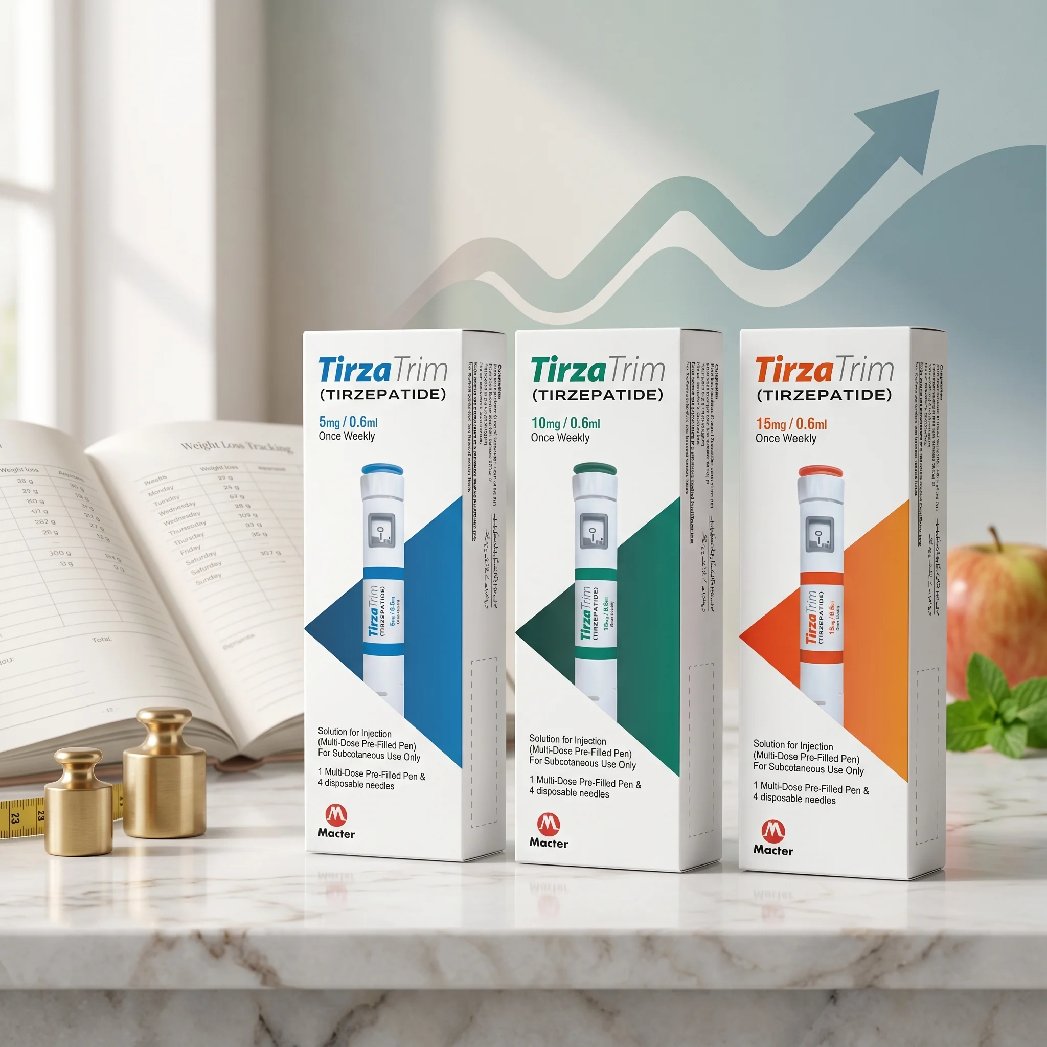 TirzaTrim Tirzepatide multi-dose pre-filled pens in 5mg, 10mg, and 15mg strengths by Macter Pharma Pakistan